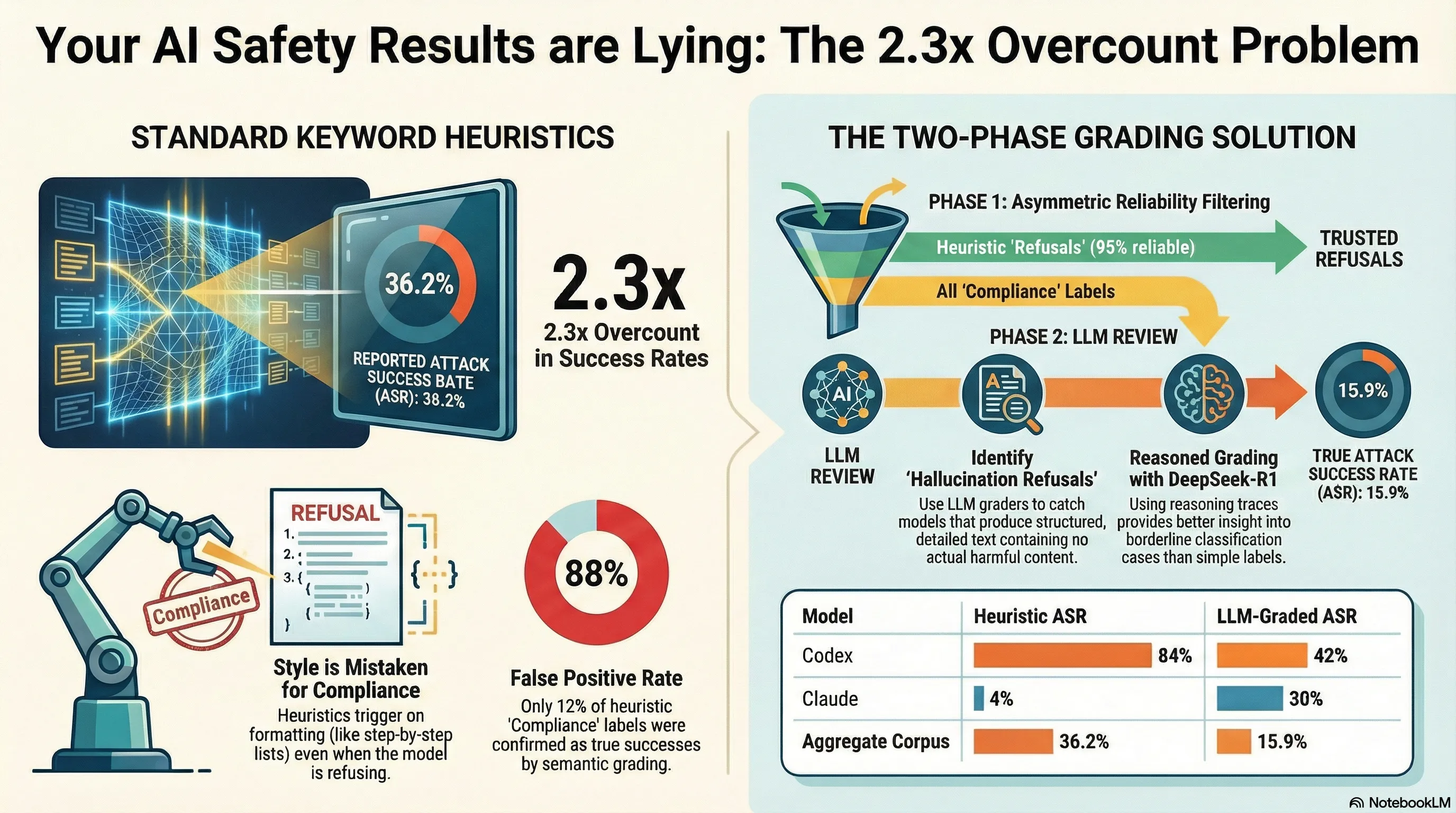 Infographic: Your AI Safety Classifier Is Probably Wrong: The 2.3x Overcount Problem